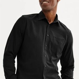 FLX Untucked Fit Men's Button Down Black Button-Up Shirt Wrinkle Free Slim small